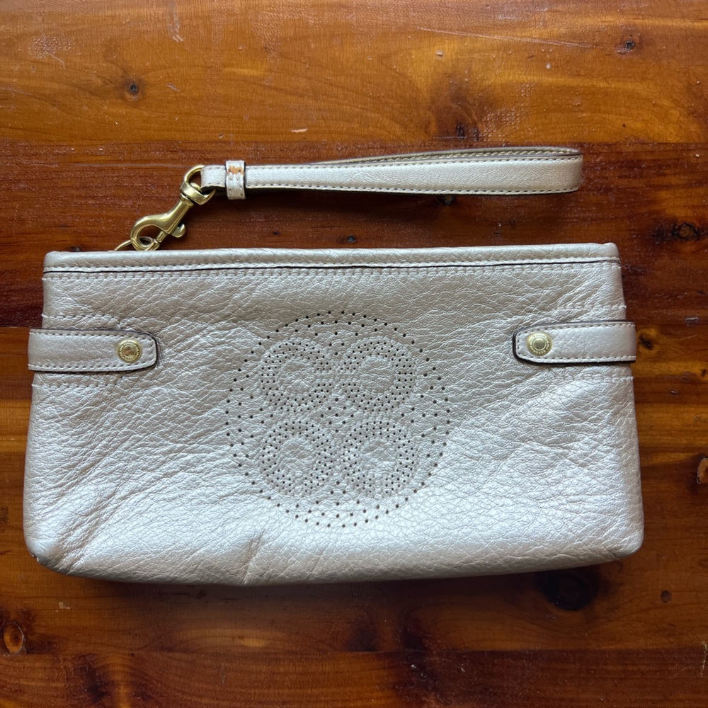 Silver Coach Wristlet